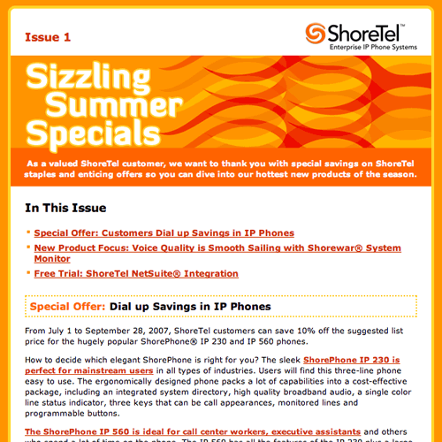 Shoretel Sizzling Summer Sale Issue 1